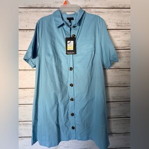 Who What Wear Sky Blue Casual Button Down Dress